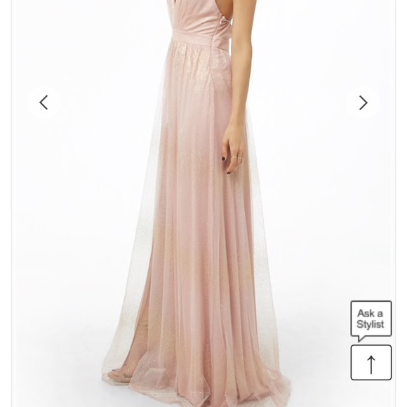 Pink long backless dress with glitter - Picture 3 of 4